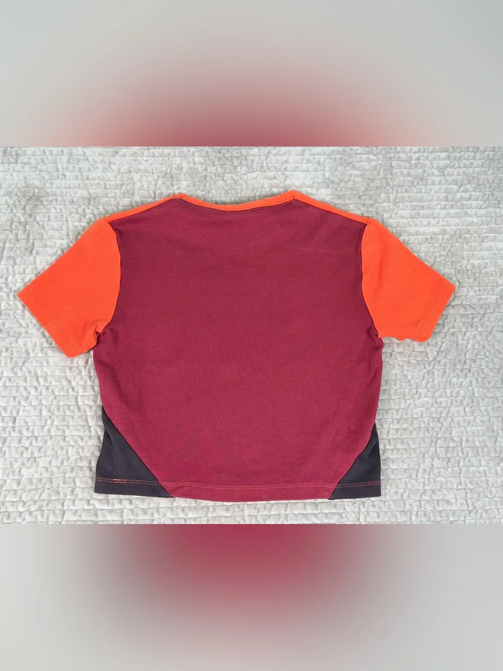 NIKE Air Women's Orange Burgundy Crop Top Size‎ Small Colorblock Streetwear Tee